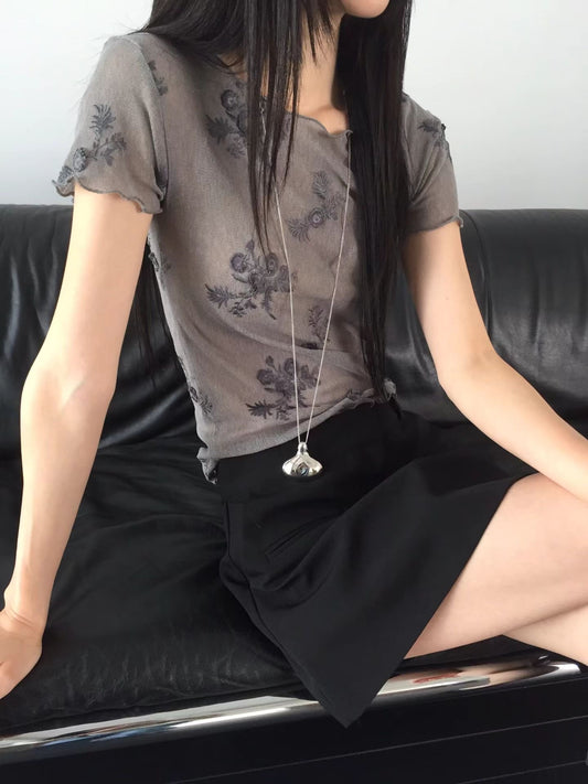 Wildflower Sheer Top / 必買！夏天必備刺繡Top ִֶָ𓂃 ࣪˖ ִִֶֶָ🥀་༘࿐