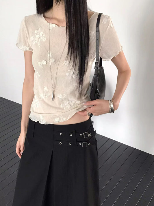 Wildflower Sheer Top / 必買！夏天必備刺繡Top ִֶָ𓂃 ࣪˖ ִִֶֶָ🥀་༘࿐
