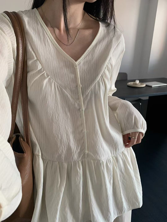 Sena Blouse / 暗紋薄長袖🫧