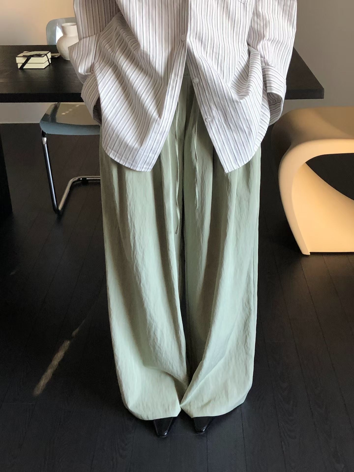 Cracked Wide Slacks / 大推清爽卡其綠🍐🍀