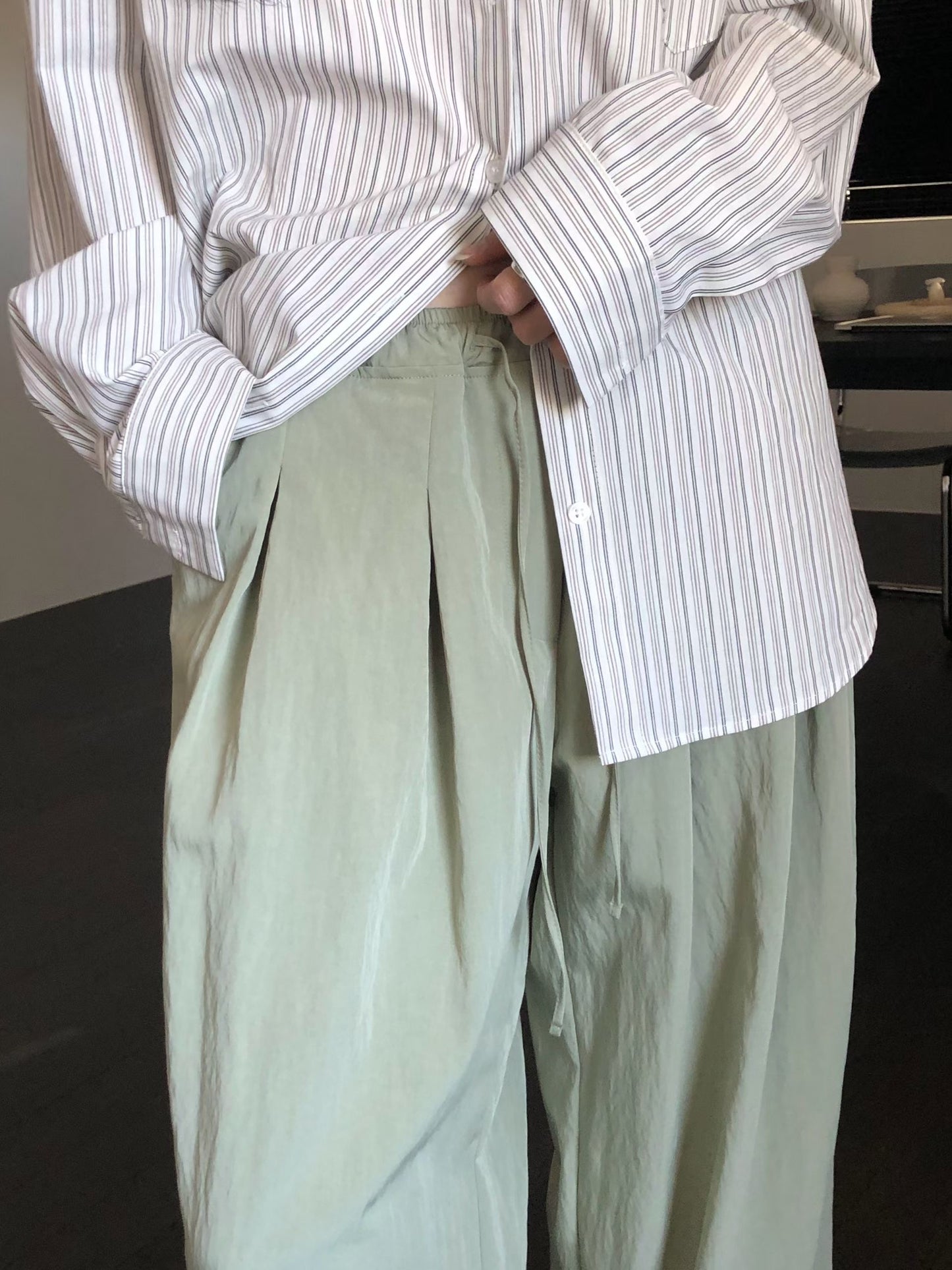 Cracked Wide Slacks / 大推清爽卡其綠🍐🍀