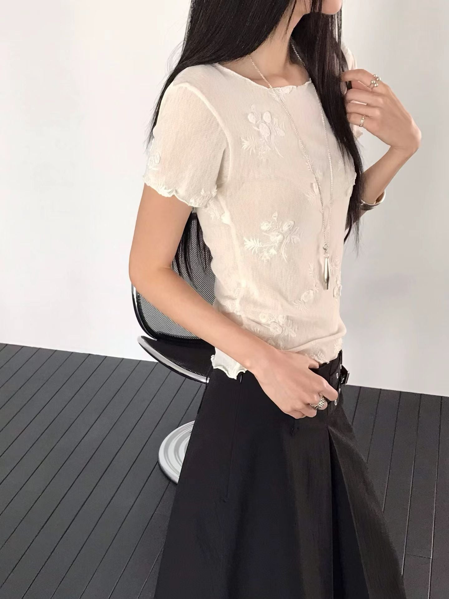 Wildflower Sheer Top / 必買！夏天必備刺繡Top ִֶָ𓂃 ࣪˖ ִִֶֶָ🥀་༘࿐