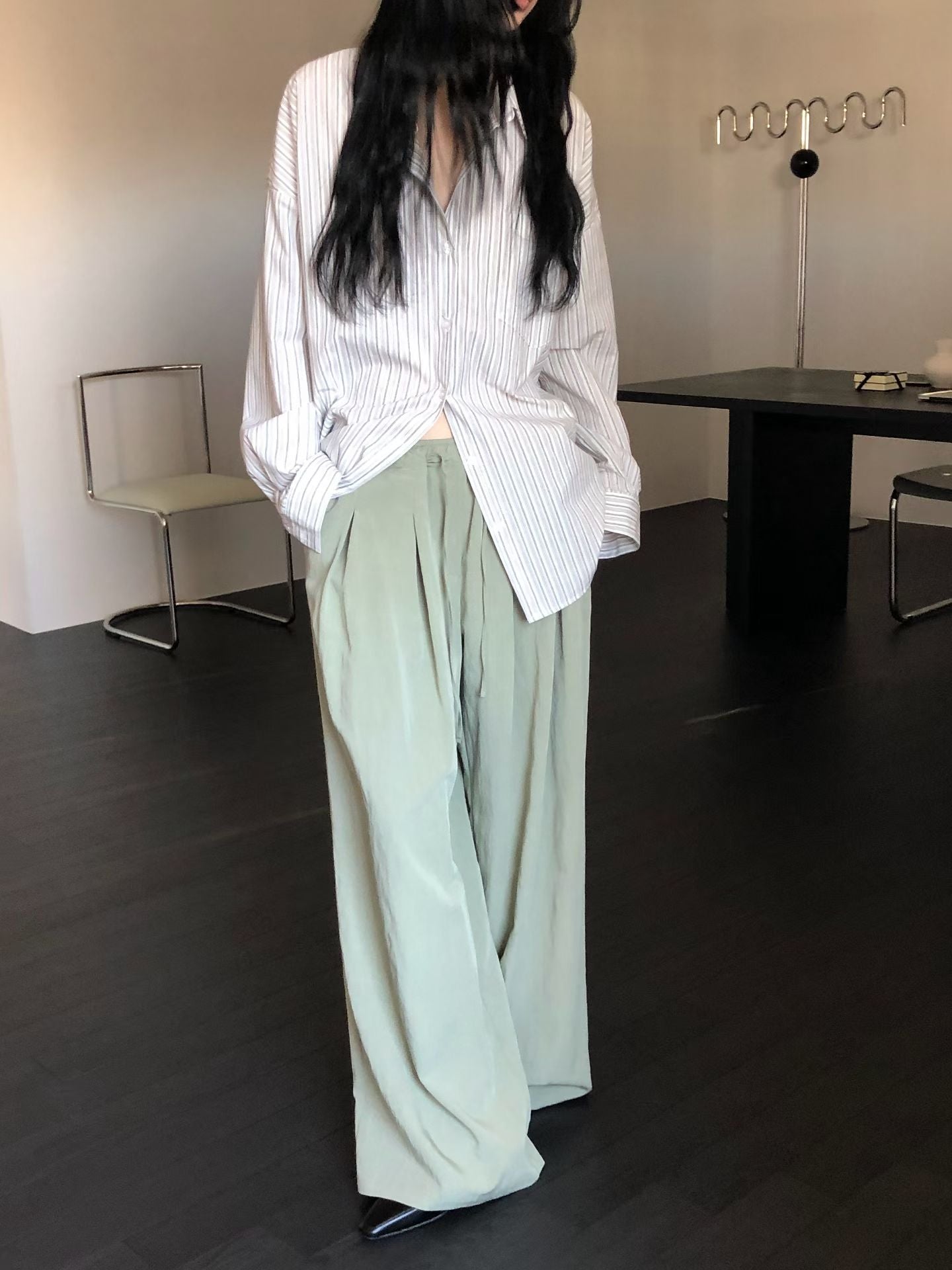 Cracked Wide Slacks / 大推清爽卡其綠🍐🍀