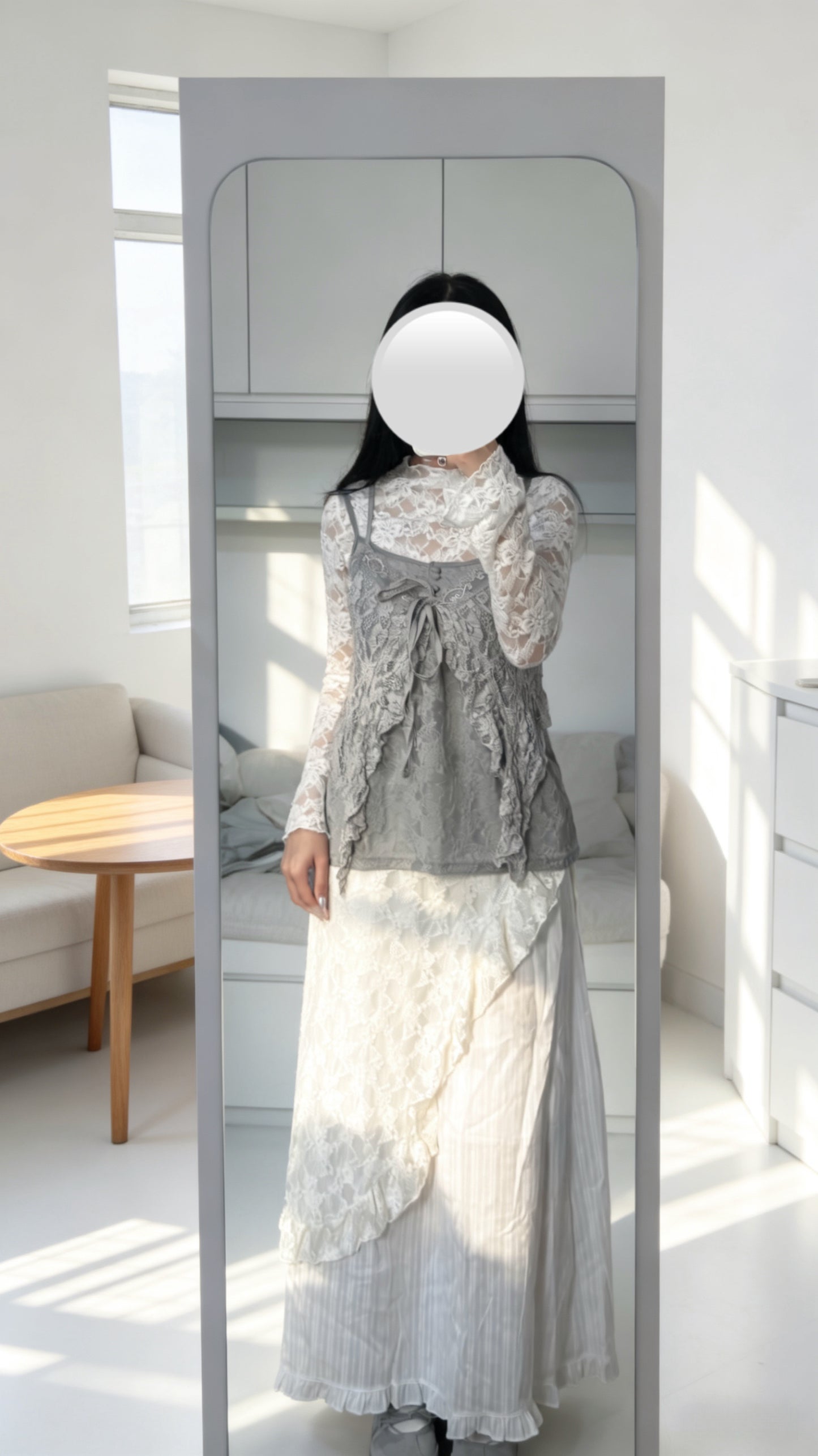 現貨🩶Lace Cami #Grey / 柔軟暗紋🩶