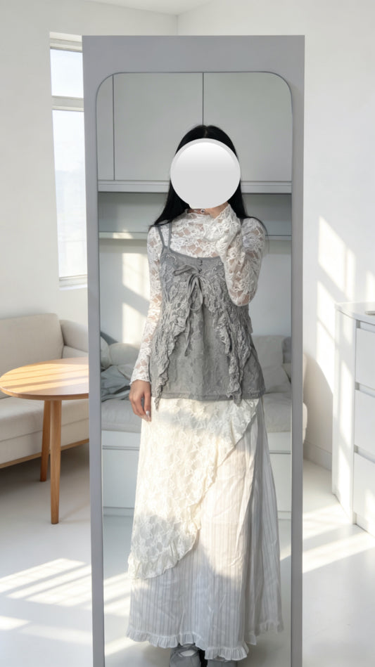 現貨🩶Lace Cami #Grey / 柔軟暗紋🩶