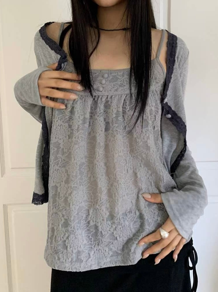 現貨🩶Lace Cami #Grey / 柔軟暗紋🩶